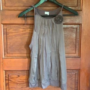 Brown Tank with silk panels on front